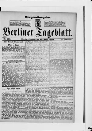Berliner Tageblatt und Handels-Zeitung vom 27.04.1880