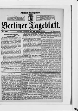 Berliner Tageblatt und Handels-Zeitung vom 27.04.1880