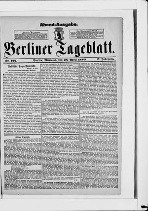 Berliner Tageblatt und Handels-Zeitung vom 28.04.1880