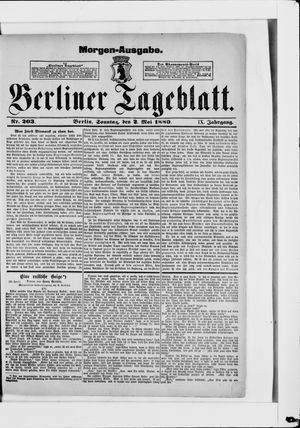 Berliner Tageblatt und Handels-Zeitung on May 2, 1880