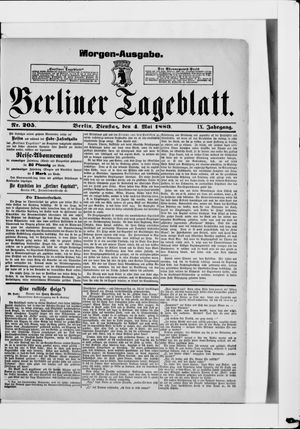 Berliner Tageblatt und Handels-Zeitung on May 4, 1880