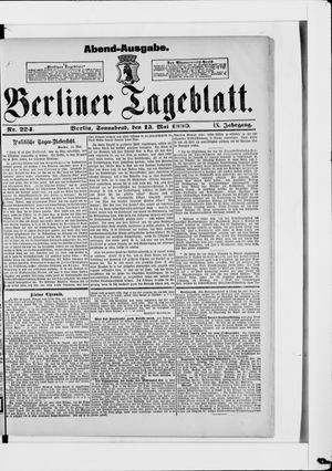 Berliner Tageblatt und Handels-Zeitung on May 15, 1880