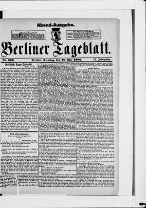 Berliner Tageblatt und Handels-Zeitung on May 18, 1880