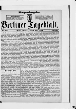 Berliner Tageblatt und Handels-Zeitung on May 19, 1880