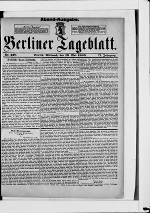 Berliner Tageblatt und Handels-Zeitung vom 19.05.1880