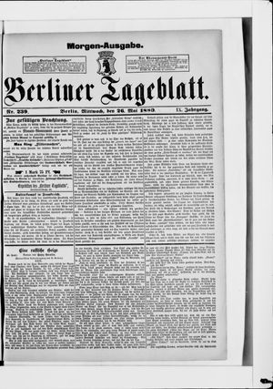 Berliner Tageblatt und Handels-Zeitung on May 26, 1880