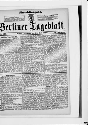 Berliner Tageblatt und Handels-Zeitung on May 26, 1880