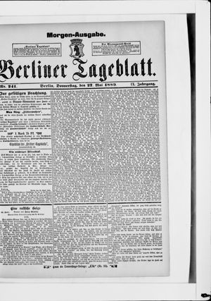Berliner Tageblatt und Handels-Zeitung on May 27, 1880