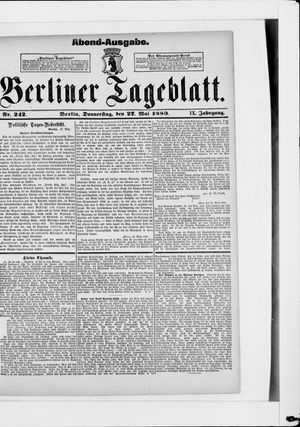 Berliner Tageblatt und Handels-Zeitung on May 27, 1880