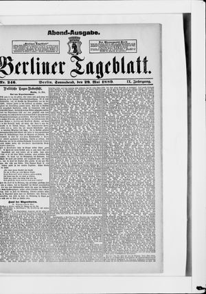 Berliner Tageblatt und Handels-Zeitung on May 29, 1880