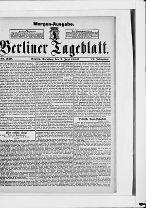 Berliner Tageblatt und Handels-Zeitung on Jun 1, 1880