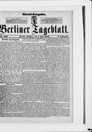 Berliner Tageblatt und Handels-Zeitung on Jun 1, 1880