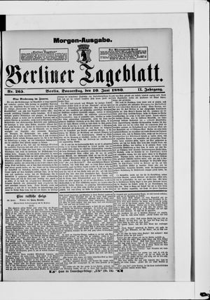 Berliner Tageblatt und Handels-Zeitung vom 10.06.1880