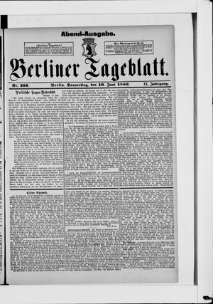 Berliner Tageblatt und Handels-Zeitung vom 10.06.1880