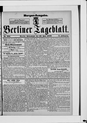 Berliner Tageblatt und Handels-Zeitung on Jun 19, 1880