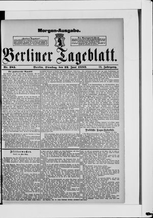 Berliner Tageblatt und Handels-Zeitung vom 22.06.1880