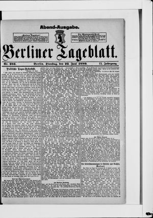 Berliner Tageblatt und Handels-Zeitung vom 22.06.1880