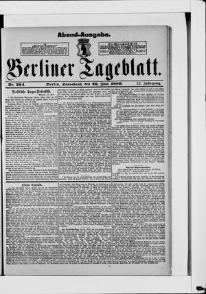 Berliner Tageblatt und Handels-Zeitung vom 26.06.1880