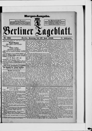 Berliner Tageblatt und Handels-Zeitung vom 27.06.1880