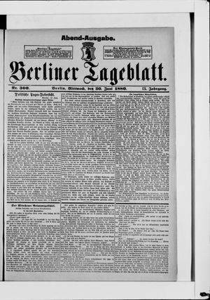 Berliner Tageblatt und Handels-Zeitung vom 30.06.1880
