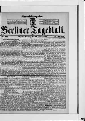 Berliner Tageblatt und Handels-Zeitung on Jul 19, 1880