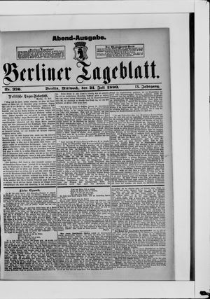Berliner Tageblatt und Handels-Zeitung vom 21.07.1880