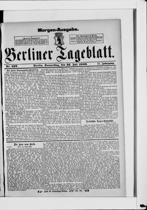 Berliner Tageblatt und Handels-Zeitung on Jul 22, 1880