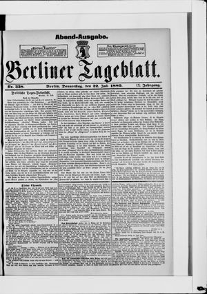 Berliner Tageblatt und Handels-Zeitung vom 22.07.1880
