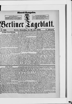 Berliner Tageblatt und Handels-Zeitung vom 29.07.1880
