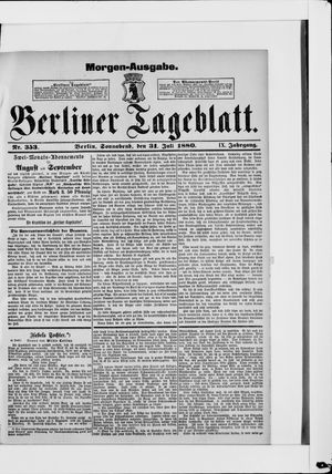 Berliner Tageblatt und Handels-Zeitung vom 31.07.1880