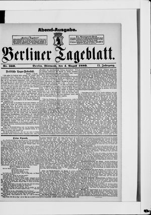 Berliner Tageblatt und Handels-Zeitung vom 04.08.1880