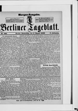 Berliner Tageblatt und Handels-Zeitung vom 05.08.1880