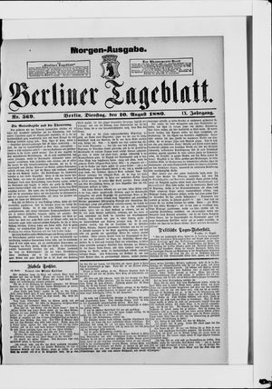 Berliner Tageblatt und Handels-Zeitung vom 10.08.1880