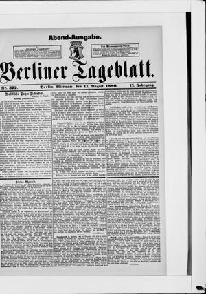 Berliner Tageblatt und Handels-Zeitung vom 11.08.1880