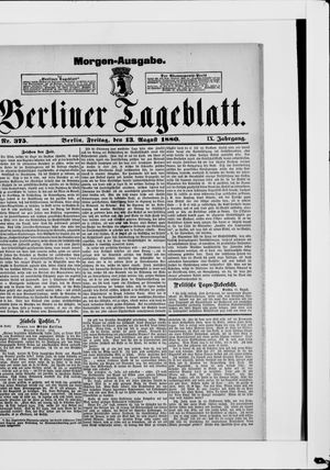 Berliner Tageblatt und Handels-Zeitung vom 13.08.1880