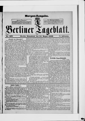 Berliner Tageblatt und Handels-Zeitung on Aug 14, 1880