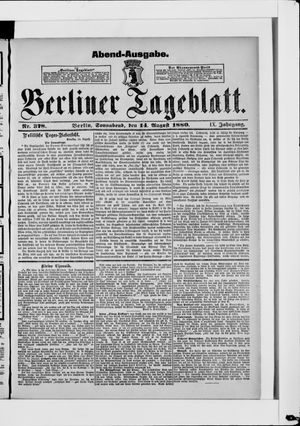 Berliner Tageblatt und Handels-Zeitung vom 14.08.1880