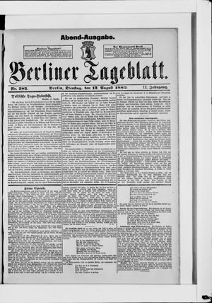 Berliner Tageblatt und Handels-Zeitung vom 17.08.1880