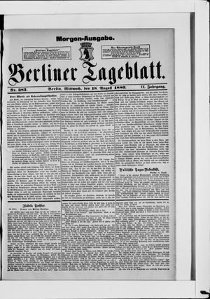 Berliner Tageblatt und Handels-Zeitung vom 18.08.1880