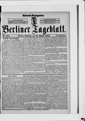Berliner Tageblatt und Handels-Zeitung vom 18.08.1880