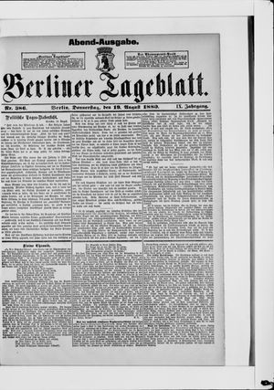 Berliner Tageblatt und Handels-Zeitung on Aug 19, 1880