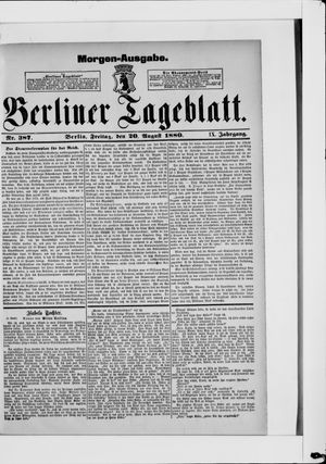 Berliner Tageblatt und Handels-Zeitung vom 20.08.1880