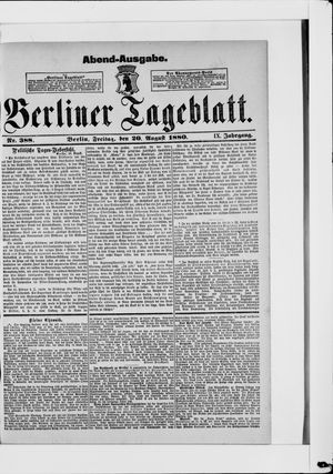 Berliner Tageblatt und Handels-Zeitung vom 20.08.1880