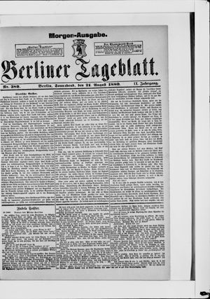 Berliner Tageblatt und Handels-Zeitung vom 21.08.1880