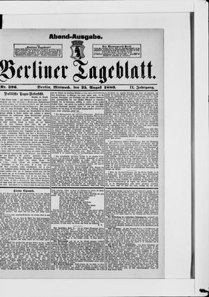 Berliner Tageblatt und Handels-Zeitung vom 25.08.1880