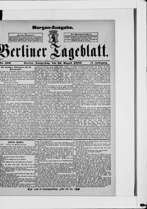 Berliner Tageblatt und Handels-Zeitung vom 26.08.1880