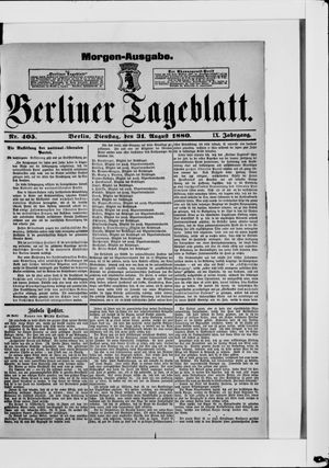 Berliner Tageblatt und Handels-Zeitung vom 31.08.1880