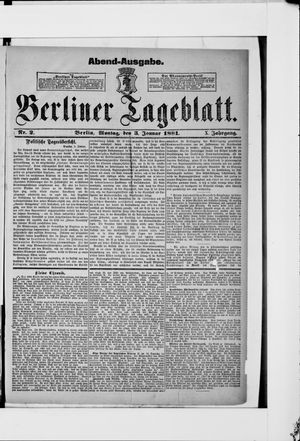 Berliner Tageblatt und Handels-Zeitung vom 03.01.1881