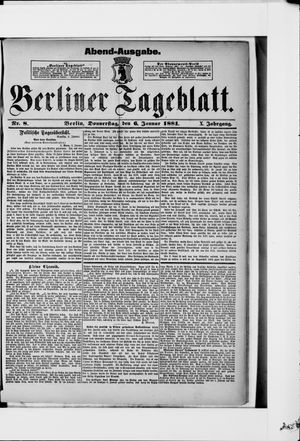 Berliner Tageblatt und Handels-Zeitung vom 06.01.1881