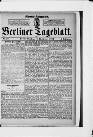 Berliner Tageblatt und Handels-Zeitung vom 11.01.1881